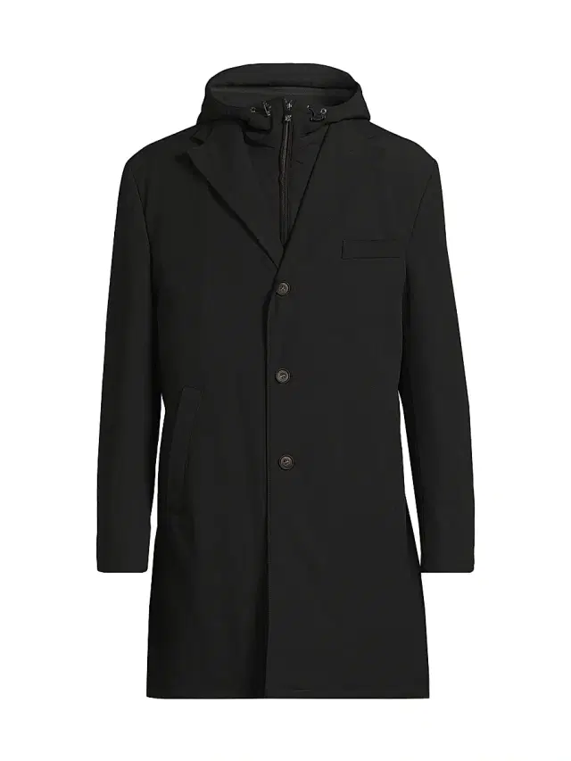 Men's Peformance Stretch-Nylon Overcoat - Black Men's Peformance Stretch-Nylon Overcoat - Black