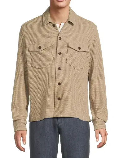 Rails Men's Wells Waffle-Knit Cotton-Blend Shirt - Barley | Thumbnail 3 Rails Men's Wells Waffle-Knit Cotton-Blend Shirt - Barley | Thumbnail 3