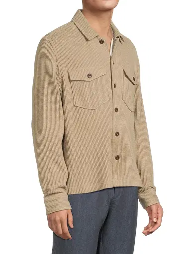 Rails Men's Wells Waffle-Knit Cotton-Blend Shirt - Barley | Thumbnail 4 Rails Men's Wells Waffle-Knit Cotton-Blend Shirt - Barley | Thumbnail 4