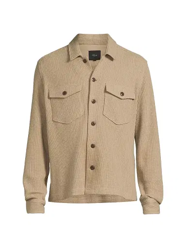Rails Men's Wells Waffle-Knit Cotton-Blend Shirt - Barley | Thumbnail 1 Rails Men's Wells Waffle-Knit Cotton-Blend Shirt - Barley | Thumbnail 1