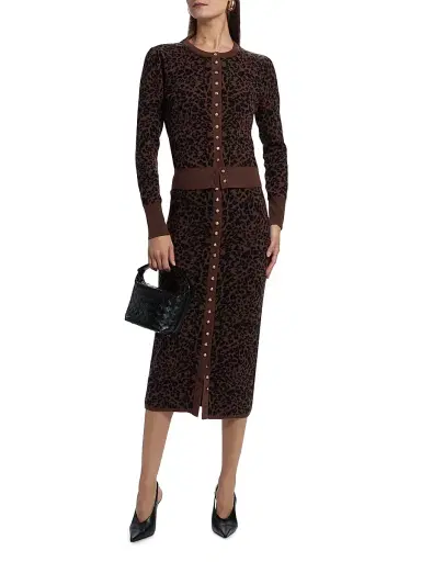 Generation Love Women's Tulum Leopard-Print Jacquard Cardigan - Brown Black | Thumbnail 2 Generation Love Women's Tulum Leopard-Print Jacquard Cardigan - Brown Black | Thumbnail 2