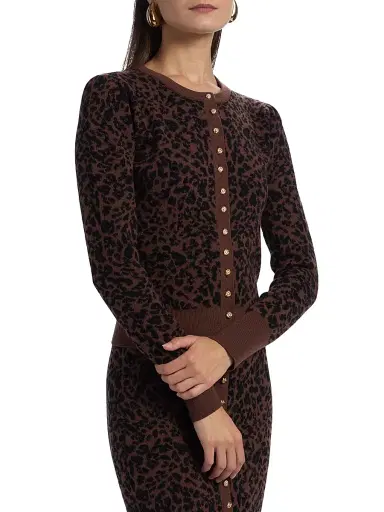 Generation Love Women's Tulum Leopard-Print Jacquard Cardigan - Brown Black | Thumbnail 4 Generation Love Women's Tulum Leopard-Print Jacquard Cardigan - Brown Black | Thumbnail 4