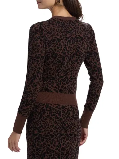 Generation Love Women's Tulum Leopard-Print Jacquard Cardigan - Brown Black | Thumbnail 5 Generation Love Women's Tulum Leopard-Print Jacquard Cardigan - Brown Black | Thumbnail 5