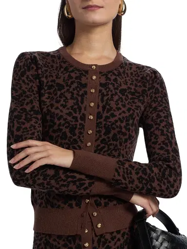 Generation Love Women's Tulum Leopard-Print Jacquard Cardigan - Brown Black | Thumbnail 6 Generation Love Women's Tulum Leopard-Print Jacquard Cardigan - Brown Black | Thumbnail 6