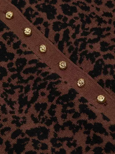 Generation Love Women's Tulum Leopard-Print Jacquard Cardigan - Brown Black | Thumbnail 7 Generation Love Women's Tulum Leopard-Print Jacquard Cardigan - Brown Black | Thumbnail 7