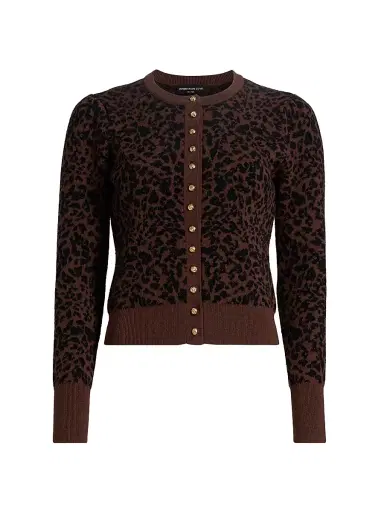 Generation Love Women's Tulum Leopard-Print Jacquard Cardigan - Brown Black | Thumbnail 1 Generation Love Women's Tulum Leopard-Print Jacquard Cardigan - Brown Black | Thumbnail 1