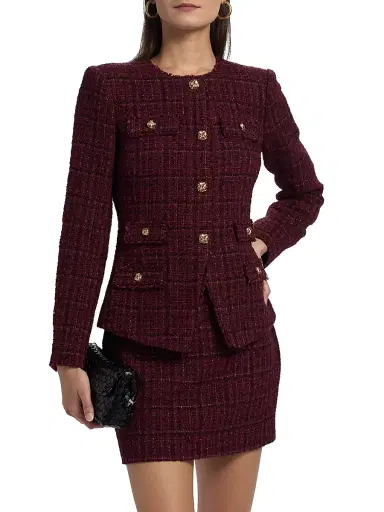 Generation Love Women's Havana Cotton-Blend Metallic Tweed Jacket - Malbec Multi | Thumbnail 3 Generation Love Women's Havana Cotton-Blend Metallic Tweed Jacket - Malbec Multi | Thumbnail 3