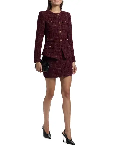 Generation Love Women's Kendra Cotton-Blend Metallic Tweed Miniskirt - Malbec Multi | Thumbnail 2 Generation Love Women's Kendra Cotton-Blend Metallic Tweed Miniskirt - Malbec Multi | Thumbnail 2