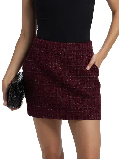 Generation Love Women's Kendra Cotton-Blend Metallic Tweed Miniskirt - Malbec Multi | Thumbnail 3 Generation Love Women's Kendra Cotton-Blend Metallic Tweed Miniskirt - Malbec Multi | Thumbnail 3