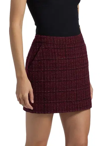 Generation Love Women's Kendra Cotton-Blend Metallic Tweed Miniskirt - Malbec Multi | Thumbnail 4 Generation Love Women's Kendra Cotton-Blend Metallic Tweed Miniskirt - Malbec Multi | Thumbnail 4