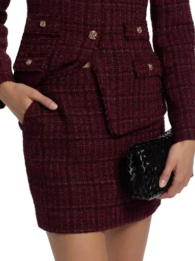 Generation Love Women's Kendra Cotton-Blend Metallic Tweed Miniskirt - Malbec Multi | Thumbnail 6 Generation Love Women's Kendra Cotton-Blend Metallic Tweed Miniskirt - Malbec Multi | Thumbnail 6