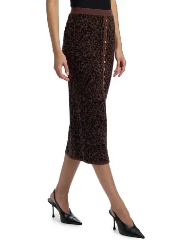 Generation Love Women's Primrose Leopard Jacquard Knit Midi-Skirt - Brown Black | Thumbnail 4 Generation Love Women's Primrose Leopard Jacquard Knit Midi-Skirt - Brown Black | Thumbnail 4
