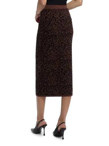 Generation Love Women's Primrose Leopard Jacquard Knit Midi-Skirt - Brown Black | Thumbnail 5 Generation Love Women's Primrose Leopard Jacquard Knit Midi-Skirt - Brown Black | Thumbnail 5