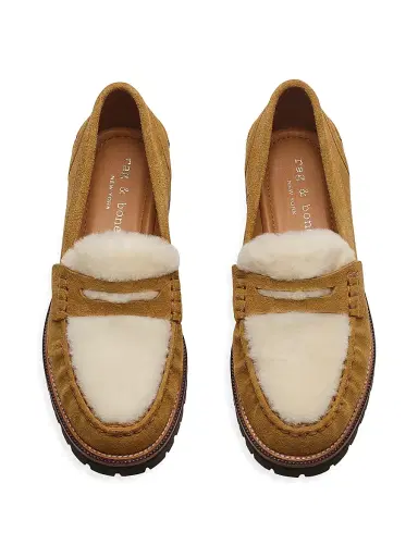 rag & bone Women's Corey 0MM Suede & Shearling Loafers - Camel Suede Shearling | Thumbnail 4 rag & bone Women's Corey 0MM Suede & Shearling Loafers - Camel Suede Shearling | Thumbnail 4