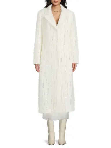 Milly Women's Rhinestone-Embellished Long Coat | Thumbnail 3 Milly Women's Rhinestone-Embellished Long Coat | Thumbnail 3