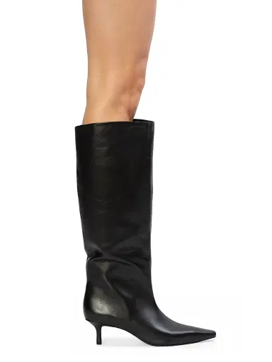 Black Suede Studio Women's Sutton 50MM Leather Boots - Black Leather | Thumbnail 6 Black Suede Studio Women's Sutton 50MM Leather Boots - Black Leather | Thumbnail 6