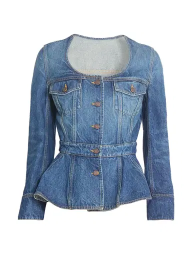 Chloé Women's Peplum Denim Top - Faded Indigo | Thumbnail 1 Chloé Women's Peplum Denim Top - Faded Indigo | Thumbnail 1