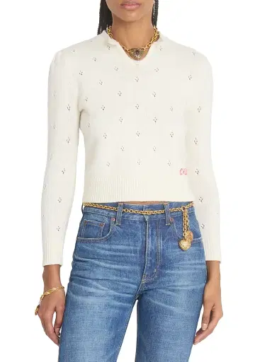 Chloé Women's Pointelle Wool-Cashmere Sweater - Iconic Milk | Thumbnail 3 Chloé Women's Pointelle Wool-Cashmere Sweater - Iconic Milk | Thumbnail 3