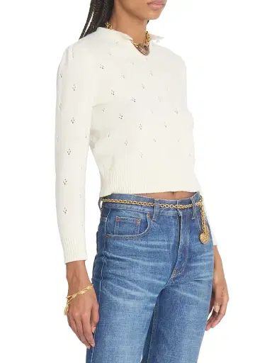 Chloé Women's Pointelle Wool-Cashmere Sweater - Iconic Milk | Thumbnail 4 Chloé Women's Pointelle Wool-Cashmere Sweater - Iconic Milk | Thumbnail 4