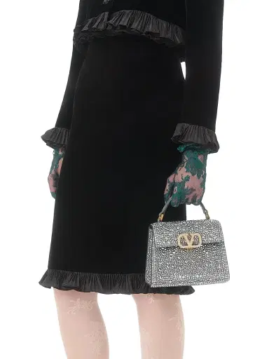 Valentino Garavani Women's VSling Mini Top Handle Bag with Rhinestones and Jewel Logo | Thumbnail 3 Valentino Garavani Women's VSling Mini Top Handle Bag with Rhinestones and Jewel Logo | Thumbnail 3