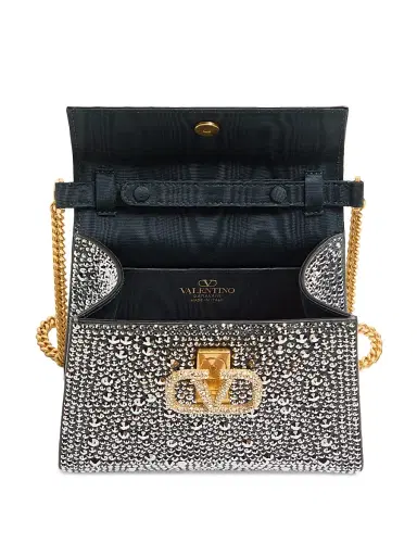 Valentino Garavani Women's VSling Mini Top Handle Bag with Rhinestones and Jewel Logo | Thumbnail 4 Valentino Garavani Women's VSling Mini Top Handle Bag with Rhinestones and Jewel Logo | Thumbnail 4