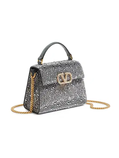 Valentino Garavani Women's VSling Mini Top Handle Bag with Rhinestones and Jewel Logo | Thumbnail 5 Valentino Garavani Women's VSling Mini Top Handle Bag with Rhinestones and Jewel Logo | Thumbnail 5