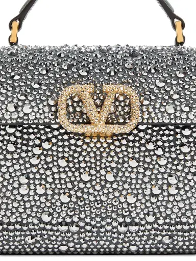 Valentino Garavani Women's VSling Mini Top Handle Bag with Rhinestones and Jewel Logo | Thumbnail 8 Valentino Garavani Women's VSling Mini Top Handle Bag with Rhinestones and Jewel Logo | Thumbnail 8