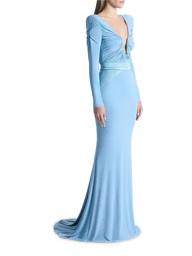 Zhivago Women's The Bloom Gathered Jersey Gown - Dusty Blue | Thumbnail 8 Zhivago Women's The Bloom Gathered Jersey Gown - Dusty Blue | Thumbnail 8