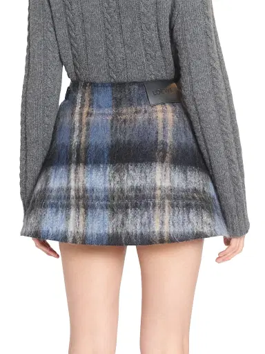 LOEWE Women's Plaid Fringe Mohair & Wool-Blend Miniskirt - Blue Multicolor | Thumbnail 5 LOEWE Women's Plaid Fringe Mohair & Wool-Blend Miniskirt - Blue Multicolor | Thumbnail 5