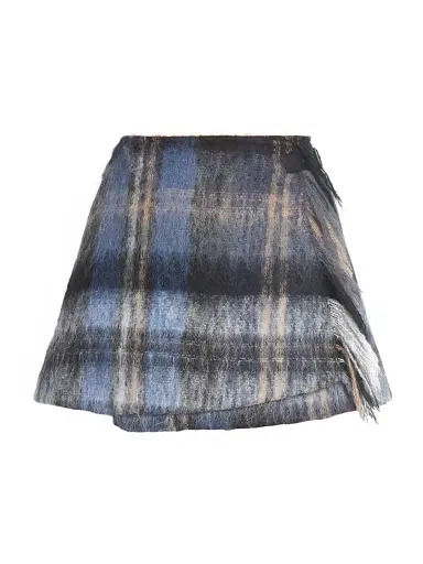 LOEWE Women's Plaid Fringe Mohair & Wool-Blend Miniskirt - Blue Multicolor | Thumbnail 1 LOEWE Women's Plaid Fringe Mohair & Wool-Blend Miniskirt - Blue Multicolor | Thumbnail 1