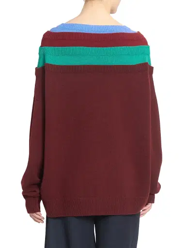 LOEWE Women's Colorblocked Wool Sweater - Green Red Multicolor | Thumbnail 5 LOEWE Women's Colorblocked Wool Sweater - Green Red Multicolor | Thumbnail 5