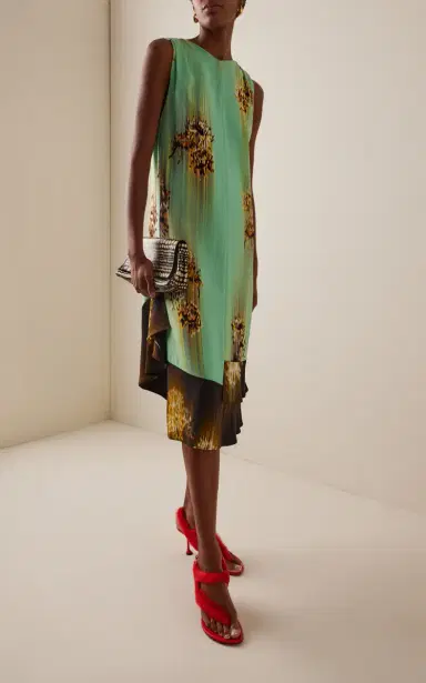 Proenza Schouler Rhetta Printed Crepe Midi Dress | Thumbnail 3 Proenza Schouler Rhetta Printed Crepe Midi Dress | Thumbnail 3