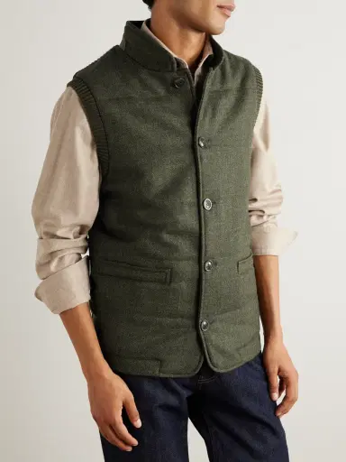 Purdey Padded Herringbone Wool-Blend Gilet - Men | Thumbnail 3 Purdey Padded Herringbone Wool-Blend Gilet - Men | Thumbnail 3