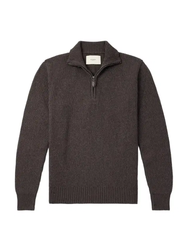 Clifford Ribbed Wool and Cashmere-Blend Half-Zip Sweater - Men Clifford Ribbed Wool and Cashmere-Blend Half-Zip Sweater - Men