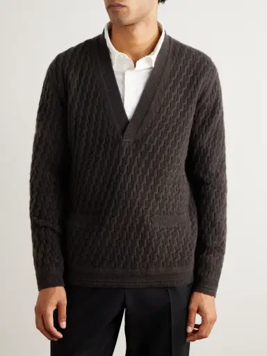 Zegna Cable-Knit Oasi Cashmere Sweater - Men | Thumbnail 3 Zegna Cable-Knit Oasi Cashmere Sweater - Men | Thumbnail 3