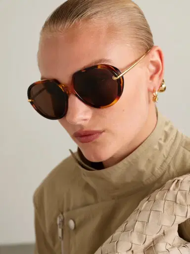 Bottega Veneta Eyewear Drop Round-frame Tortoiseshell Acetate And Gold-tone Sunglasses | Thumbnail 2 Bottega Veneta Eyewear Drop Round-frame Tortoiseshell Acetate And Gold-tone Sunglasses | Thumbnail 2