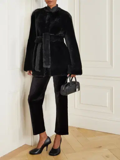 TOTEME Belted Shearling Jacket | Thumbnail 2 TOTEME Belted Shearling Jacket | Thumbnail 2