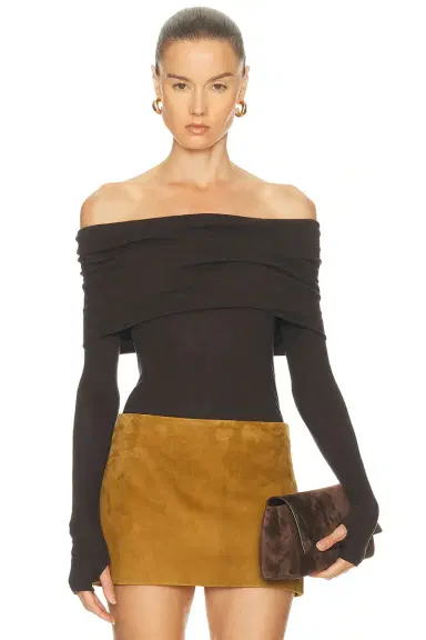 ENZA COSTA Cashmere Long Sleeve Off Shoulder Top | Thumbnail 1 ENZA COSTA Cashmere Long Sleeve Off Shoulder Top | Thumbnail 1