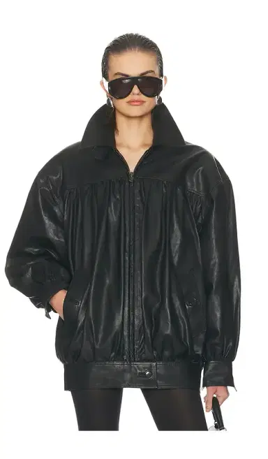 Helsa The Shirred Oversized Leather Jacket | Thumbnail 2 Helsa The Shirred Oversized Leather Jacket | Thumbnail 2