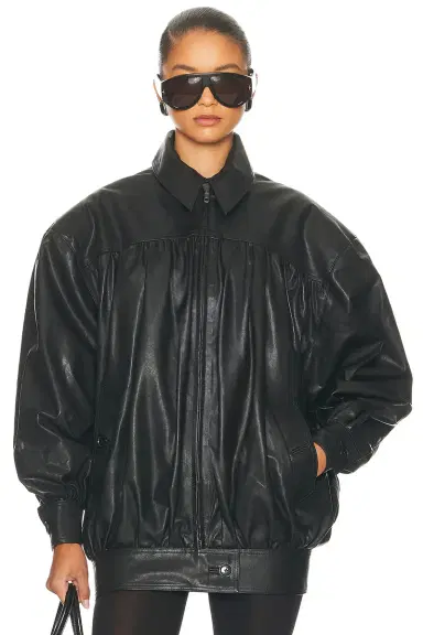 Helsa The Shirred Oversized Leather Jacket | Thumbnail 3 Helsa The Shirred Oversized Leather Jacket | Thumbnail 3