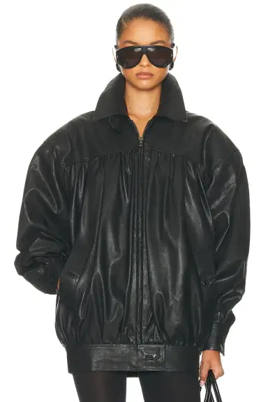 Helsa The Shirred Oversized Leather Jacket | Thumbnail 4 Helsa The Shirred Oversized Leather Jacket | Thumbnail 4
