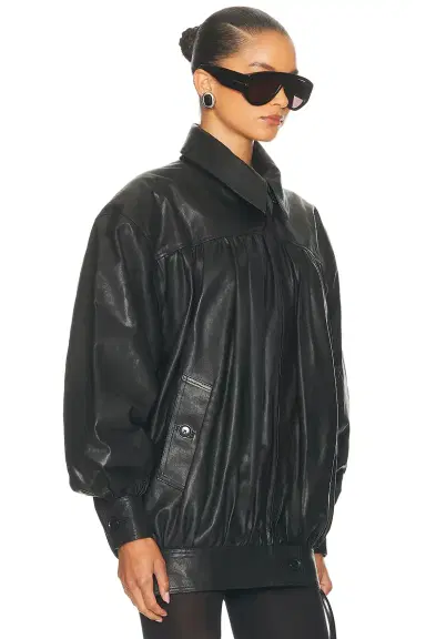 Helsa The Shirred Oversized Leather Jacket | Thumbnail 5 Helsa The Shirred Oversized Leather Jacket | Thumbnail 5