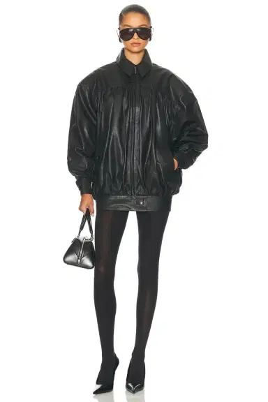 Helsa The Shirred Oversized Leather Jacket | Thumbnail 7 Helsa The Shirred Oversized Leather Jacket | Thumbnail 7