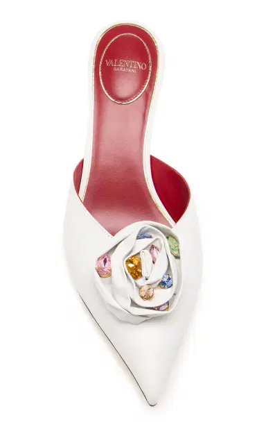 Valentino Garavani Drip Rose Leather Heeled Mules | Thumbnail 3 Valentino Garavani Drip Rose Leather Heeled Mules | Thumbnail 3
