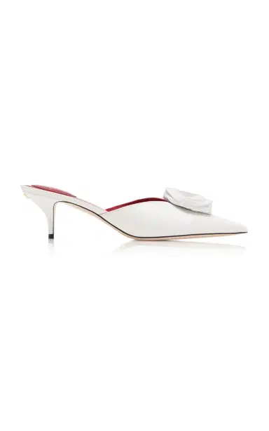 Valentino Garavani Drip Rose Leather Heeled Mules | Thumbnail 1 Valentino Garavani Drip Rose Leather Heeled Mules | Thumbnail 1