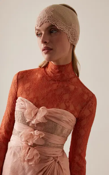 Valentino Garavani Lace-Trimmed Cashmere Headband | Thumbnail 2 Valentino Garavani Lace-Trimmed Cashmere Headband | Thumbnail 2