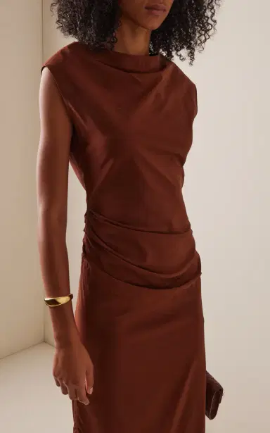 Proenza Schouler Tasa Draped Silk-Blend Midi Dress | Thumbnail 3 Proenza Schouler Tasa Draped Silk-Blend Midi Dress | Thumbnail 3