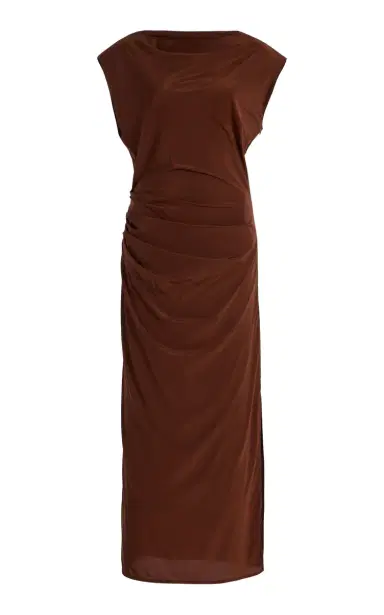 Proenza Schouler Tasa Draped Silk-Blend Midi Dress | Thumbnail 1 Proenza Schouler Tasa Draped Silk-Blend Midi Dress | Thumbnail 1