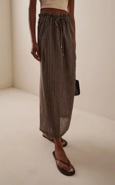 KALLMEYER Regina Pinstriped Linen-Blend Midi Skirt | Thumbnail 3 KALLMEYER Regina Pinstriped Linen-Blend Midi Skirt | Thumbnail 3