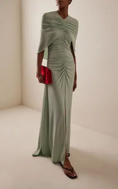KALLMEYER Matilda Ruched Jersey Cape Gown | Thumbnail 2 KALLMEYER Matilda Ruched Jersey Cape Gown | Thumbnail 2